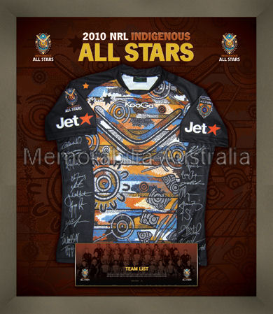 NRL 2010 Indigenous All Stars Jersey Framed :: NRL - Rugby ...