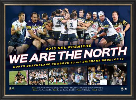 North Queensland Cowboys 2015 Premiers Framed Sportsprint - Sports  Memorabilia