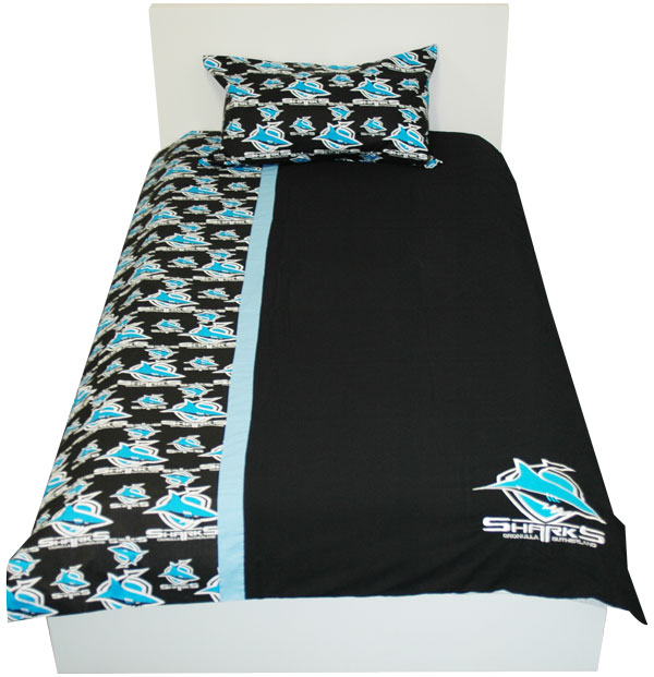 Bed Cronulla Sharks All Sizes NRL Doona Quilt Cover With Pillow Case 
