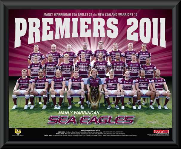 Manly 2011 Premiers Team Framed :: 2011 NRL PREMIERSHIP :: NRL - Rugby ...