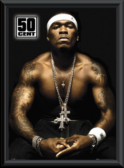 50 Cent Topless Pose Poster Framed :: Music Memorabilia ...