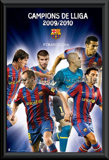 Barcelona Champions 2009/10 Poster Framed