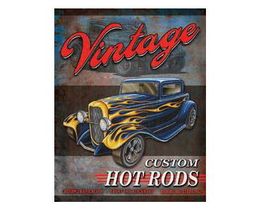 Vintage Hot Rods Tin Sign