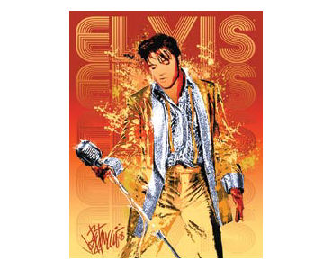 Elvis Petruccio Gold Suit Tin Sign