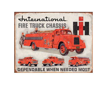 Fire Truck Chassis Tin Sign