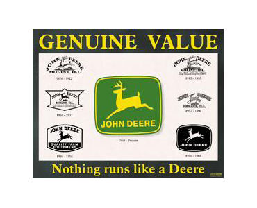 John Deere Historical Logo Tin Sign