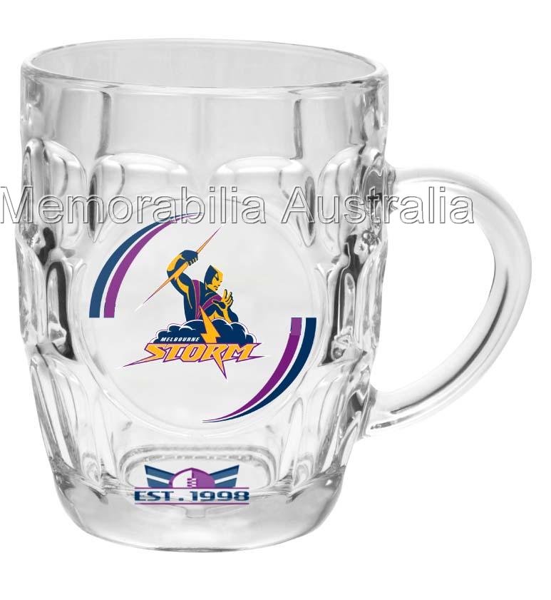 Melbourne Storm NRL Dimpled Stein Glass