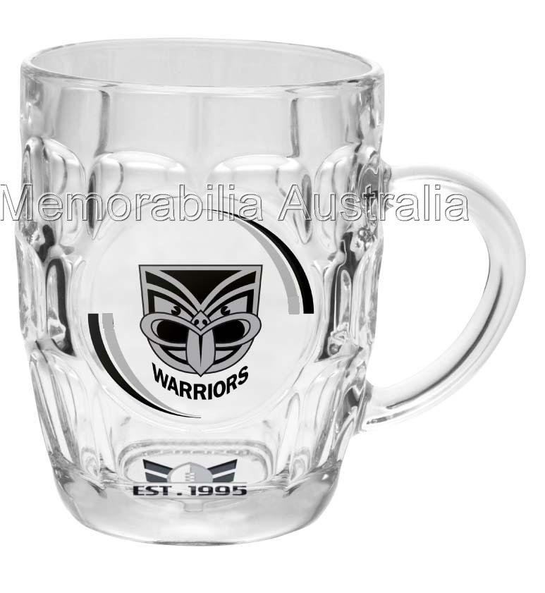 New Zealand Warriors NRL Dimpled Stein Glass