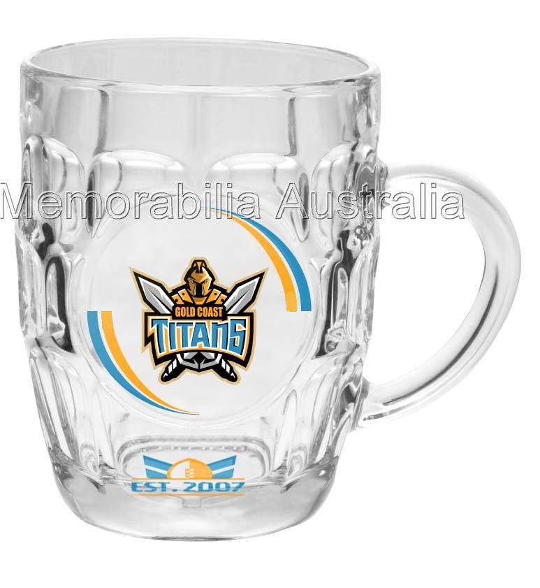 Gold Coast Titans NRL Dimpled Stein Glass