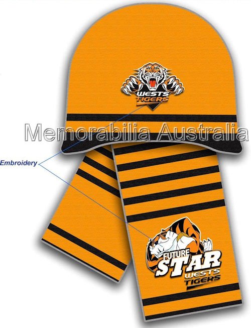 Wests Tigers NRL Infants Beanie and Scarf Set