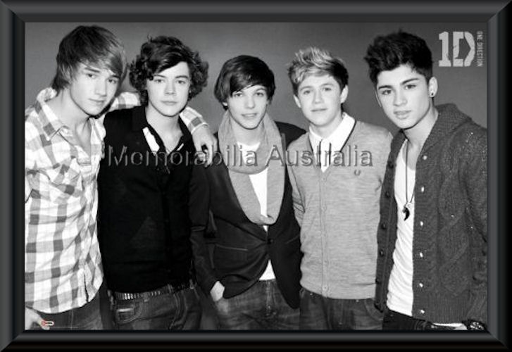 One Direction BW Poster Framed