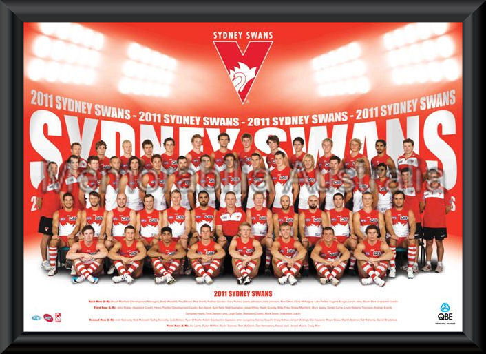 Sydney Swans 2011 Team Poster Framed