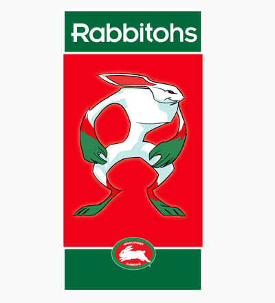 South Sydney Rabbitohs Mascot Beach Towel