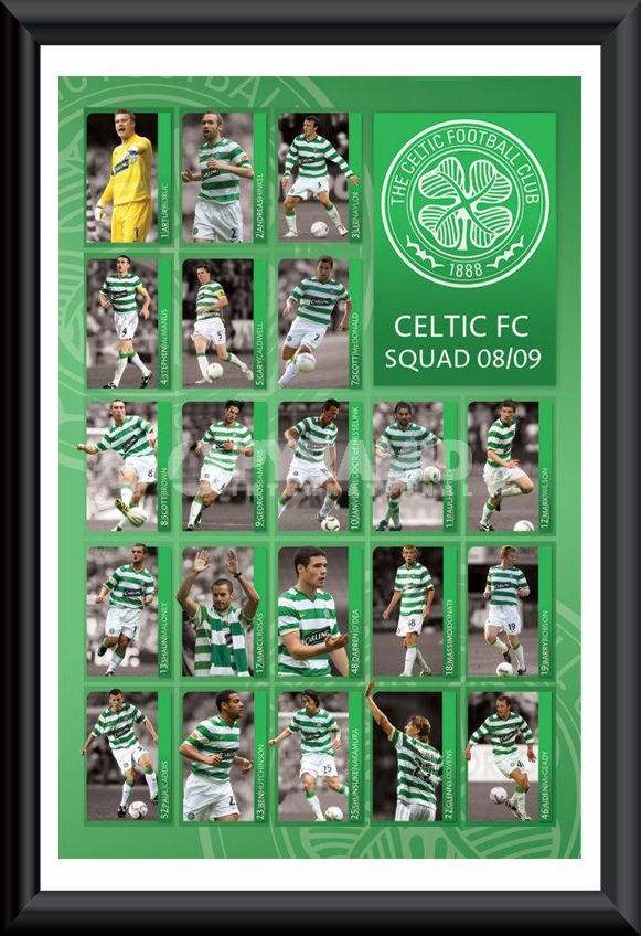 Celtic FC 2008/09 Squad Poster Framed