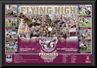 2008 Manly Sea Eagles Flying High Framed Premiership Print
