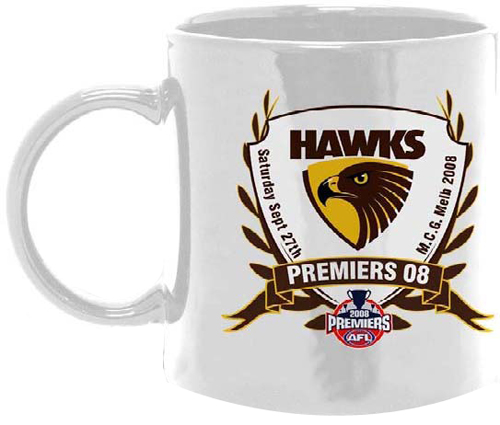 99756 HAWTHORN HAWKS AFL 2013 PREMIERS PREMIERSHIP WHITE COFFEE MUG CUP 11OZ 