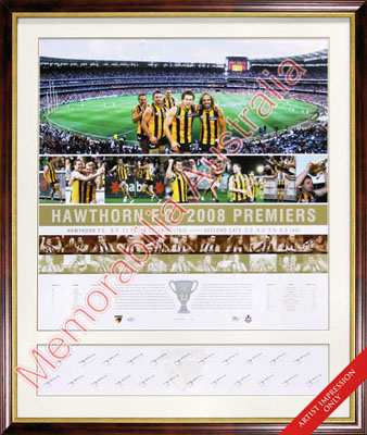2008 Hawthorn Premiership Team Signed Lithograph