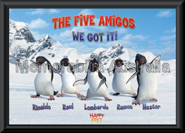 Happy Feet 5 Amigos Poster Framed