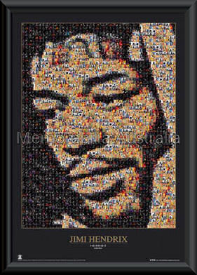 Jimi Hendrix Mosaic Poster Framed