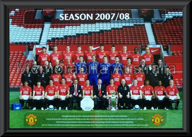 Manchester Utd 2007/08 Team Poster Framed