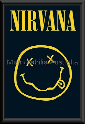 Nirvana Smiley Poster Framed