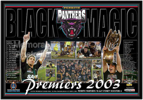 2003 Penrith Panthers Black Magic Framed Premiership Print