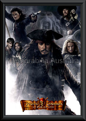 Pirates Caribbean Collage Poster Framed