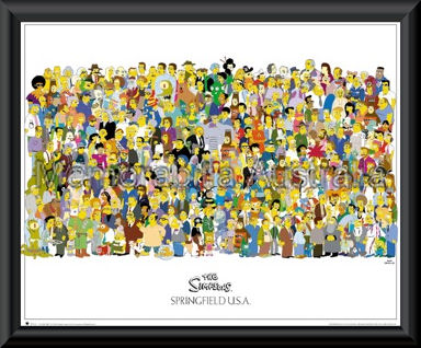 Simpsons Springfield Mini Poster Framed