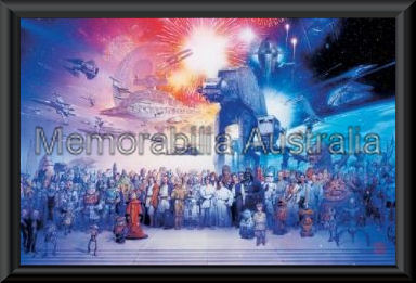 Star Wars Cast Drawing Poster Framed
