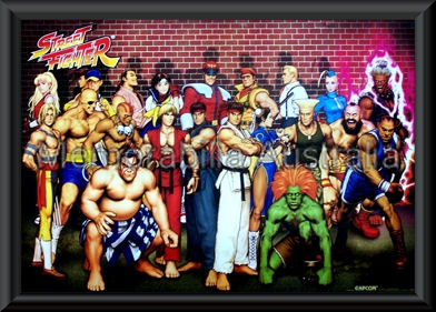 Street Fighter Group Poster Framed