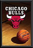 Chicago Bulls logo and basketball framed poster