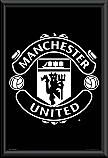 Manchester United Club Crest Black Poster Framed