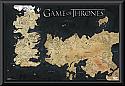Game of Thrones Westeros and Essos Map Poster Framed